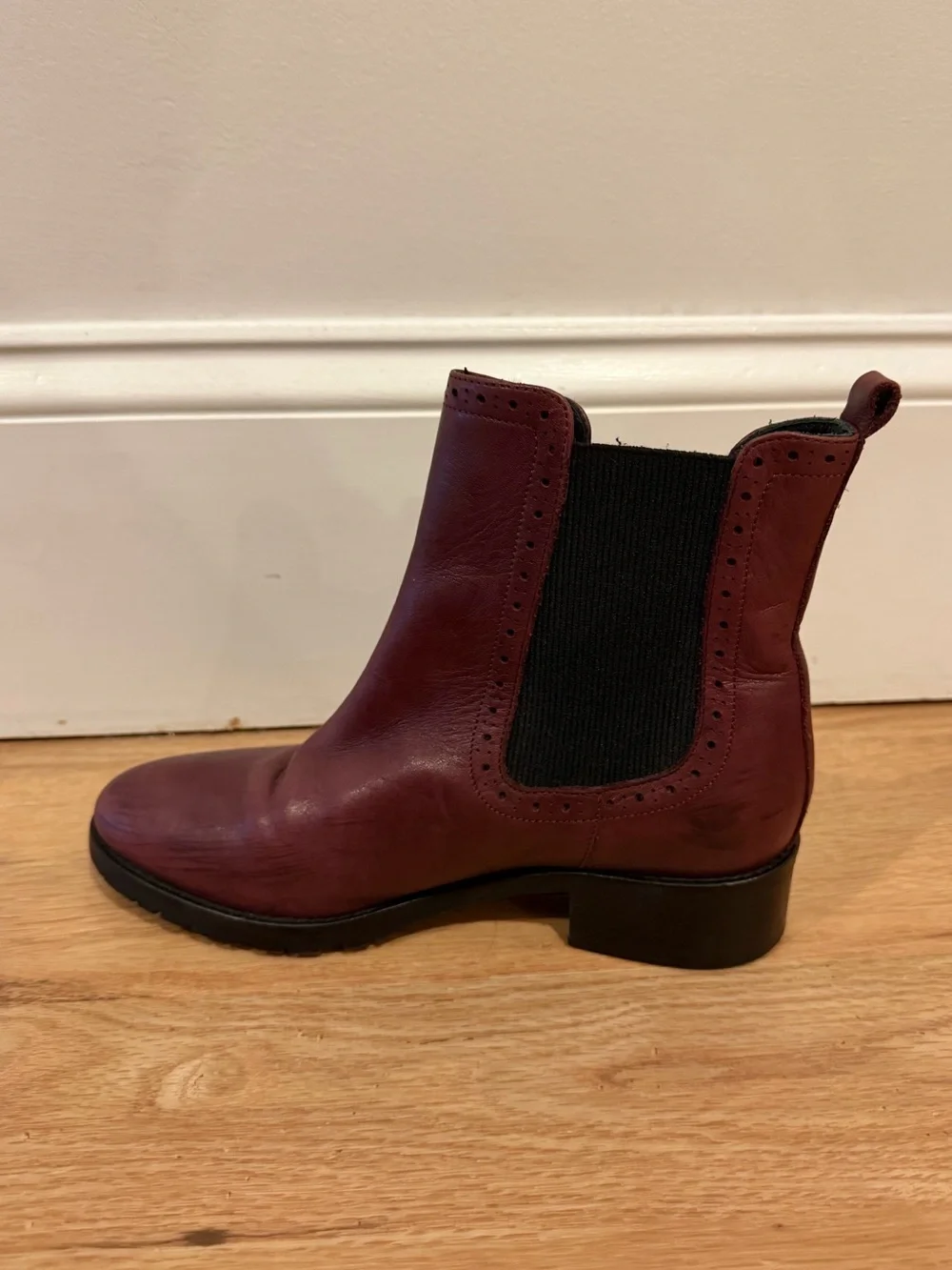 Barbara Barbieri Oakbark Red Leather Pull On Chelsea Ankle Boots